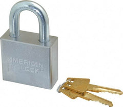 American Lock - 1-1/8" Shackle Clearance, Keyed Alike A50 Padlock - 3/8" Shackle Diam, Steel, with Solid Steel Finish - Exact Industrial Supply