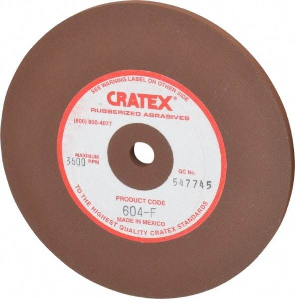Cratex - 6" Diam x 1/2" Hole x 1/4" Thick, Surface Grinding Wheel - Silicon Carbide, Fine Grade, 3,600 Max RPM, Rubber Bond, No Recess - Exact Industrial Supply