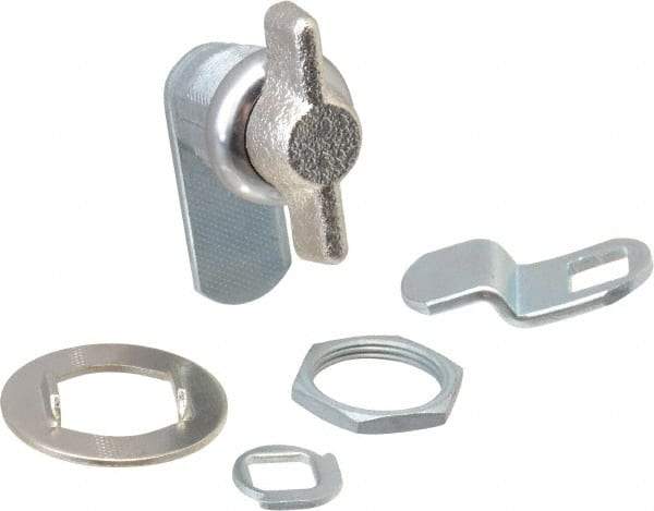 Made in USA - 5/16" Max Thickness, Thumb Turn Panel - Zinc Die Cast Coated - Exact Industrial Supply