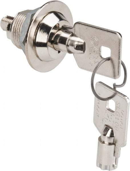 Made in USA - 5/8" Max Thickness, High Security Tubular Keyed Latch - Polished Nickel Coated - Exact Industrial Supply