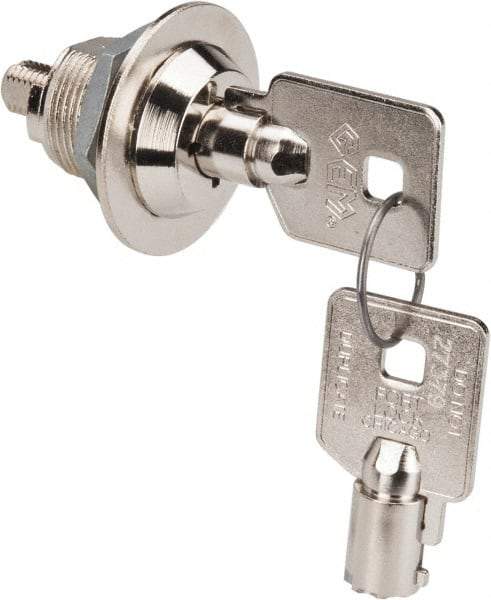 Made in USA - 5/8" Max Thickness, High Security Tubular Keyed Latch - Polished Nickel Coated - Exact Industrial Supply