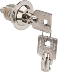 Made in USA - 7/8" Max Thickness, High Security Tubular Keyed Latch - Polished Nickel Coated - Exact Industrial Supply