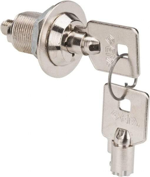 Made in USA - 7/8" Max Thickness, High Security Tubular Keyed Latch - Polished Nickel Coated - Exact Industrial Supply