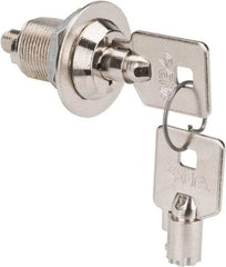 Made in USA - 7/8" Max Thickness, High Security Tubular Keyed Latch - Polished Nickel Coated - Exact Industrial Supply