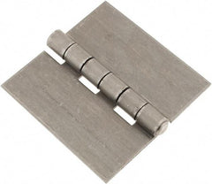 Made in USA - 6" Wide x 3/16" Thick, Blank Butt Hinge - Steel, Plain Finish - Exact Industrial Supply