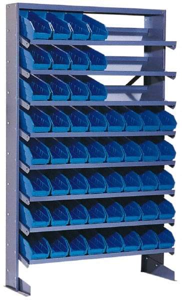 Quantum Storage - 400 Lb Capacity, 12" Deep x 36" Wide x 60" High, Steel Pick Rack - 1 Side, 64 Green Polyethylene/Polypropylene Bins - Exact Industrial Supply