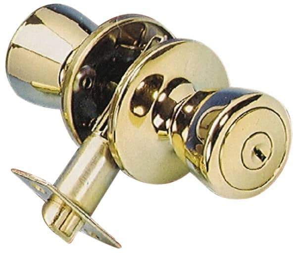 Value Collection - Bright Brass Entry Knob Lockset - 2-3/8" Back Set - Exact Industrial Supply
