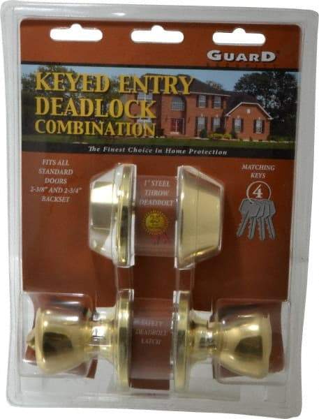 Value Collection - Bright Brass Entry Knob Lockset - 2-3/8" Back Set - Exact Industrial Supply