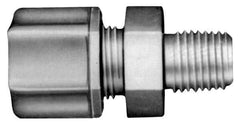 Made in USA - 1/4" Tube OD, Kynar Plastic Compression Tube Male Connector - 1/8 NPT Pipe, 275°F Max, Plastic Grip - Exact Industrial Supply