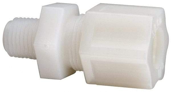 Made in USA - 1/2" Tube OD, Nylon Plastic Compression Tube Male Connector - 1/4 NPT Pipe, 220°F Max, Plastic Grip - Exact Industrial Supply
