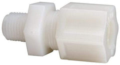 Made in USA - 1/2" Tube OD, Nylon Plastic Compression Tube Male Connector - 1/4 NPT Pipe, 220°F Max, Plastic Grip - Exact Industrial Supply