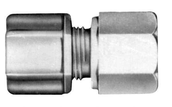 Made in USA - 5/16" Tube OD, Kynar Plastic Compression Tube Female Connector - 1/4 NPT Pipe, 275°F Max, Plastic Grip - Exact Industrial Supply