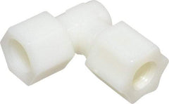 Made in USA - 1/2" Tube OD, Nylon Plastic Compression Tube Female Elbow - 3/8 NPT Pipe, 220°F Max, Plastic Grip - Exact Industrial Supply