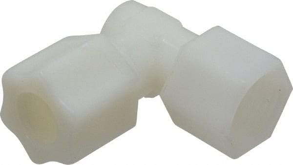 Made in USA - 1/2" Tube OD, Nylon Plastic Compression Tube Female Elbow - 1/2 NPT Pipe, 220°F Max, Plastic Grip - Exact Industrial Supply