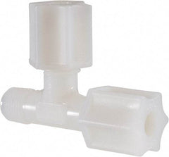 Made in USA - 1/4" Tube OD, Nylon Plastic Compression Tube Male Run Tee - 1/8 NPT Pipe, 220°F Max, Plastic Grip - Exact Industrial Supply