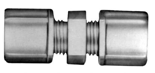 Made in USA - 5/16" Tube OD, Kynar Plastic Compression Tube Union - 275°F Max, Plastic Grip - Exact Industrial Supply