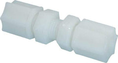 Made in USA - 1/4" Tube OD, Nylon Plastic Compression Tube Bulkhead Union - 220°F Max, Plastic Grip - Exact Industrial Supply