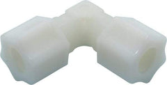 Made in USA - 1/2" Tube OD, Nylon Plastic Compression Tube Union Elbow - 220°F Max, Plastic Grip - Exact Industrial Supply