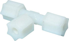 Made in USA - 1/4" Tube OD, Nylon Plastic Compression Tube Union Tee - 220°F Max, Plastic Grip - Exact Industrial Supply