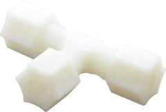 Made in USA - 3/8" Tube OD, Nylon Plastic Compression Tube Union Tee - 220°F Max, Plastic Grip - Exact Industrial Supply