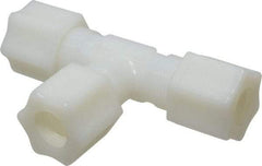 Made in USA - 1/2" Tube OD, Nylon Plastic Compression Tube Union Tee - 220°F Max, Plastic Grip - Exact Industrial Supply