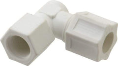 Made in USA - 1/2" Tube OD, Polypropylene Plastic Compression Tube Female Elbow - 3/8 NPT Pipe, 215°F Max, Plastic Grip - Exact Industrial Supply