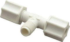 Made in USA - 1/4" Tube OD, Polypropylene Plastic Compression Tube Male Branch Tee - 1/8 NPT Pipe, 215°F Max, Plastic Grip - Exact Industrial Supply
