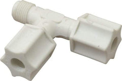 Made in USA - 1/4" Tube OD, Polypropylene Plastic Compression Tube Male Run Tee - 1/8 NPT Pipe, 215°F Max, Plastic Grip - Exact Industrial Supply