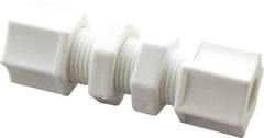 Made in USA - 3/8" Tube OD, Polypropylene Plastic Compression Tube Bulkhead Union - 215°F Max, Plastic Grip - Exact Industrial Supply