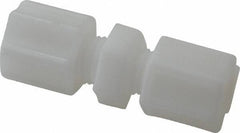 Made in USA - 1/4" Tube OD, Acetal/Celcon Plastic Compression Tube Union - 220°F Max, Plastic Grip - Exact Industrial Supply