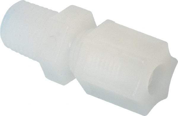 Made in USA - 5/16" Tube OD, Kynar Plastic Compression Tube Male Connector - 1/4 NPT Pipe, 275°F Max, Plastic Grip - Exact Industrial Supply