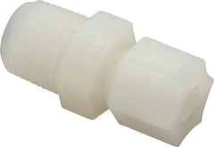 Made in USA - 3/8" Tube OD, Kynar Plastic Compression Tube Male Connector - 1/2 NPT Pipe, 275°F Max, Plastic Grip - Exact Industrial Supply