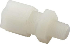 Made in USA - 1/2" Tube OD, Kynar Plastic Compression Tube Male Connector - 1/4 NPT Pipe, 275°F Max, Plastic Grip - Exact Industrial Supply