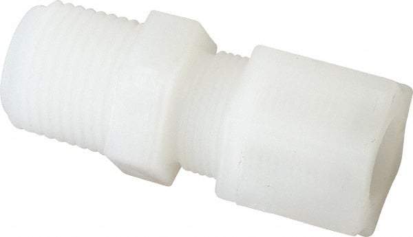 Made in USA - 1/2" Tube OD, Kynar Plastic Compression Tube Male Connector - 1/2 NPT Pipe, 275°F Max, Plastic Grip - Exact Industrial Supply