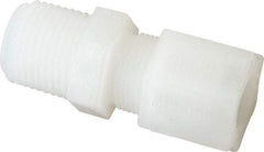 Made in USA - 1/2" Tube OD, Kynar Plastic Compression Tube Male Connector - 1/2 NPT Pipe, 275°F Max, Plastic Grip - Exact Industrial Supply