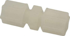 Made in USA - 1/4" Tube OD, Kynar Plastic Compression Tube Union - 275°F Max, Plastic Grip - Exact Industrial Supply