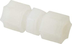 Made in USA - 3/8" Tube OD, Kynar Plastic Compression Tube Union - 275°F Max, Plastic Grip - Exact Industrial Supply
