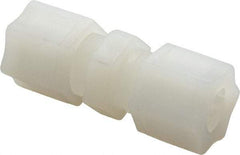 Made in USA - 1/2" Tube OD, Kynar Plastic Compression Tube Union - 275°F Max, Plastic Grip - Exact Industrial Supply
