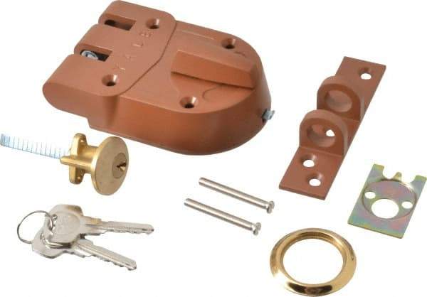 Yale - 1-1/8 to 2-1/4" Door Thickness, Brass Lacquer Finish, Jimmy Proof Rim Deadbolt - Rim Cylinder - Exact Industrial Supply