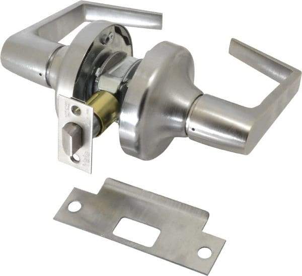 Yale - Grade 2 Passage Lever Lockset - 2-3/4" Back Set, 6 Pin Para Keyway Cylinder, US26D/Satin Chrome Plated Finish - Exact Industrial Supply