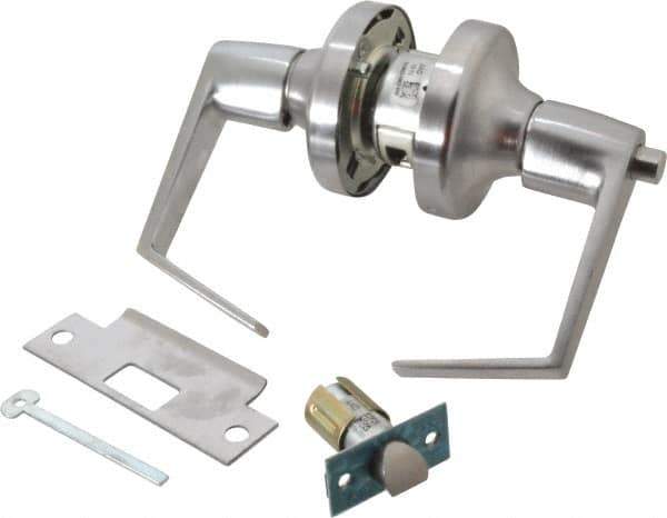 Yale - Grade 2 Privacy Lever Lockset - 2-3/4" Back Set, 6 Pin Para Keyway Cylinder, US26D/Satin Chrome Plated Finish - Exact Industrial Supply