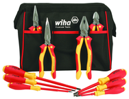 10 Piece - Insulated Pliers; Cutters; Slotted & Phillips Screwdrivers in Tool Box - Exact Industrial Supply