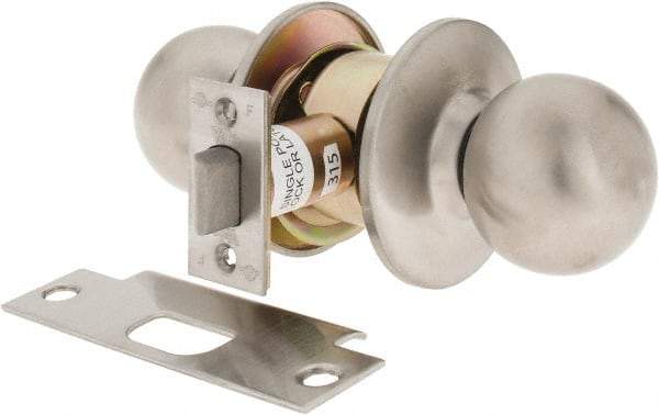 Yale - 1-3/8" Door Thickness, Stainless Steel Passage Knob Lockset - 2-3/4" Back Set, 2 Cylinder - Exact Industrial Supply