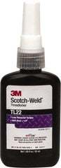 3M - 50 mL Bottle, Purple, Low Strength Liquid Threadlocker - Series TL22, 24 hr Full Cure Time, Hand Tool Removal - Exact Industrial Supply