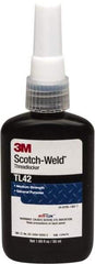 3M - 50 mL Bottle, Blue, Medium Strength Liquid Threadlocker - Series TL42, 24 hr Full Cure Time, Hand Tool Removal - Exact Industrial Supply