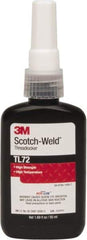 3M - 50 mL Bottle, Red, High Strength Liquid Threadlocker - Series TL72, 24 hr Full Cure Time, Hand Tool, Heat Removal - Exact Industrial Supply