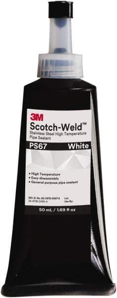 3M - 50 mL Tube White Pipe Sealant - Dimethacrylate, 400°F Max Working Temp, For Seal Hydraulic & Pneumatic Pipes & Fittings - Exact Industrial Supply