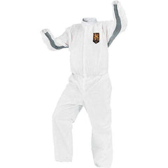 KleenGuard - Size 4XL SMS General Purpose Coveralls - White, Zipper Closure, Elastic Cuffs, with Boots, Serged Seams - Exact Industrial Supply