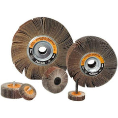 Standard Abrasives - 6 Inch Diameter, 80 Grit Aluminum Oxide Flexible Flap Wheel - 1 Inch Hole, 1 Inch Wide, Coated, Medium Grade, 6,200 Max RPM - Exact Industrial Supply