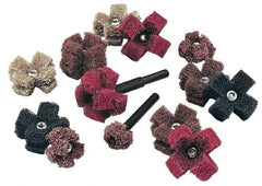 Standard Abrasives - 3" Diam Medium Density Cross Buff - 2 Plys, 1/4-20 Thread, Coarse Grade, 8,000 Max RPM - Exact Industrial Supply
